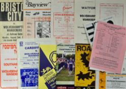 Wolverhampton Wanderers away friendly match programmes to include 1971 Bristol City, 1973 East Fife,