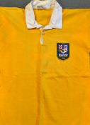 1980 Australian Schools Rugby player's shirt - rare: No. 9 long sleeved shirt with green and gold