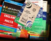 Selection of England international home and away programmes from 1950's onwards, includes schools,