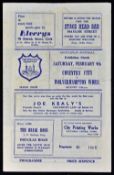 1962/1963 Exhibition match at Cork, Ireland, Coventry City v Wolverhampton Wanderers dated 9