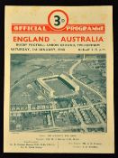 1948 England v Australia Rugby Programme: Usual format, despite a decade since the War began: the