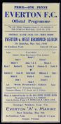 1942 War Cup North Everton v West Bromwich Albion match programme 2 May 1942 at Goodison Park,