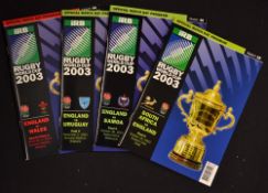 2003 Rugby World Cup 2003 in Australia, England Rugby Programmes (4): A mint set of the tournament's