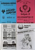1991 Wolves tour of Sweden away match programmes v Husums If, IFK Timra, Spolands IF (& tickets),