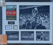 1973 Manchester City v Wolverhampton Wanderers League Cup Final Signed Montage with a large signed