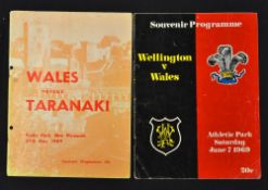 1969 Wales Rugby Tour to New Zealand Programmes (2): both a little worn, with punch holes (as were