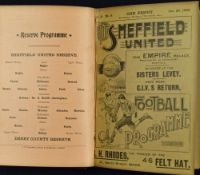 1900/1901 Sheffield United Bound Volume of Programmes to include Football League matches Bury,