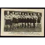 1949 Wolverhampton Wanderers team postcard of the cup winning squad of players: hand signatures to