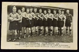 1949 Wolverhampton Wanderers team postcard of the cup winning squad of players: hand signatures to