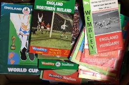 Selection of Football Programmes at Wembley to include Internationals, some Youth matches, FA Cup,