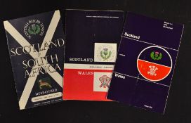 Scotland Home Rugby Programmes from 1960/70's (3): v South Africa (lost 12-5) 1961; and v Wales 1969