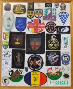 Display of Various Rugby Union And Rugby League club embroidered crests, cards and labels (30#) -