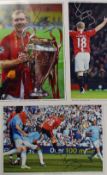3x Signed Paul Scholes Football Prints depicting iconic Manchester United midfielder Paul Scholes,