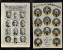 Postcard player portraits of Wolves teams 1908 (by Lee), also Wolves team 1920/21 by Hart. Fair-