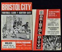 Bristol City v Wolves friendly matches 1965 (opening of floodlights), plus 1969/70 pre-season 30