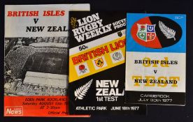 1977 British Lions Rugby Tour to NZ Programmes: A trio of issues, from the 1st, 3rd and 4th Tests of