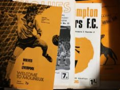 Collection of Wolverhampton Wanderers home Football Programmes from 1960s onwards with a good