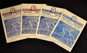 England v The Rest Rugby Trials Programmes from the 1950's (4): to incl 1954, 55, 57 & 58 - most