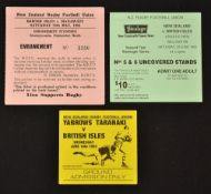 British Lions Rugby Tour Tickets(3): 1983 Pink Ticket, Standing Embankment, Palmerston North for