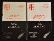 London Counties v New Zealand Rugby Programmes 1953 and 1963 (2): Similar Twickenham issues (only