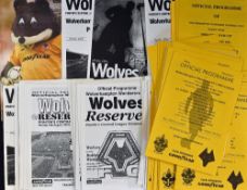 Selection of Wolverhampton Wanderers home match reserve programmes to include 1994/95 (19), 1995/