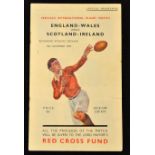 Scarce 1939 England/Wales v Scotland/Ireland Services Red Cross International Rugby Programme: