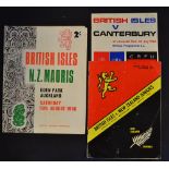 1966 British Lions Rugby Tour to NZ Programmes: Trio of issues from the Lions' games v Canterbury,