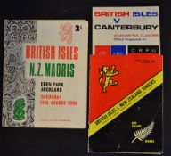 1966 British Lions Rugby Tour to NZ Programmes: Trio of issues from the Lions' games v Canterbury,
