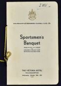 1937 Menu for Wolverhampton Wanderers Sportsman's Banquet (to fund children's holiday camp building)