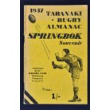 1937 S Africa Rugby Tour to New Zealand souvenir publication: Taranaki Rugby Almanac Springbok