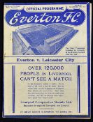 1937/1938 Everton v Leicester City Division 1 match programme dated 27th December. Good.