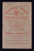 1956/57 Accrington Stanley v Manchester United Lancashire Senior Cup match Football Programme at