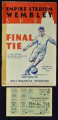 1939 FA Cup Final Portsmouth v Wolverhampton Wanderers official match programme plus complete (