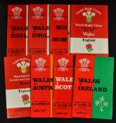 Wales Home Rugby Programmes from 1970/80's (8): v England 1971, 75, 77, 81, 83; v Australia 1973;