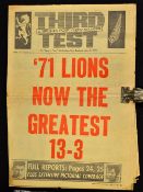 1971 British Lions in New Zealand 3rd Test Souvenir Newspaper Supplement: Folded and inevitably