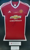 2015 Ryan Giggs Signed Manchester United Football Shirt a framed red Adidas shirt signed to the