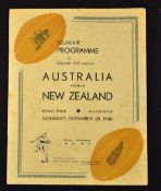 Large Rare 1946 New Zealand v Australia Rugby Programme: Second Test, Auckland, some foxing/fading