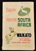 1956 South Africa in New Zealand Rugby Programme: Typically colourful glossy 'Mooloo' cover, a