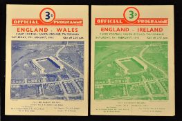 1948 England Rugby Progs v Wales and Ireland (2): First official post-war homes at Twickenham for