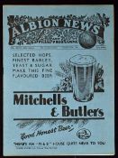 1935/1936 West Bromwich Albion v Wolverhampton Wanderers Division 1 match programme dated 26 October