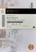 17 May 2016 Re-Scheduled Match Manchester United v Bournemouth executive club Match Ticket x2 with