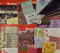 Collection of Arsenal cup ties, programmes with tickets to include 1977/78 Manchester Utd, Hull