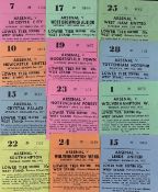 1971/1972 Arsenal home match tickets to include Leeds Utd, Manchester Utd, Crystal Palace, Spurs,