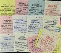 1978/1979 Arsenal home match tickets to include Manchester Utd, Chelsea, Liverpool, Manchester City,