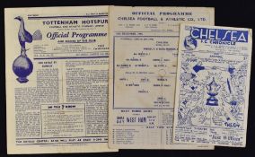 1944/45 Chelsea v Brentford football programme 16 December 1944, 1946/47 Chelsea v Arsenal (FAC),