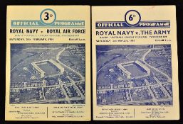 Royal Navy v RAF 1954 and v Army 1956 Programmes: Pair of standard Twickenham issues from the