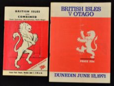 1971 British Lions Rugby Programmes (2): v Otago and (scarcer) v Combined N Otago and Mid & S