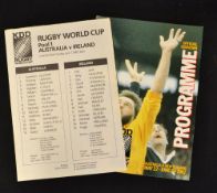 1987 Inaugural Rugby World Cup Rugby Programme: issued for all pool matches, A4 72 pp issue with pen