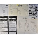 Wolverhampton Wanderers Reserves v Middlesbrough 1984/85, 1985/86, 1989/90, 1991/92, 1996/97, 1997/