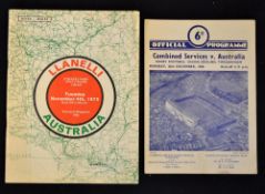 2x Australia Rugby Tour to the UK programmes from the '60's and 70's: to incl v Combined Services at